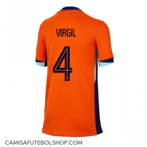 Camisa de time de futebol Holanda Virgil van Dijk #4 Replicas 1º Equipamento Feminina Europeu 2024 Manga Curta